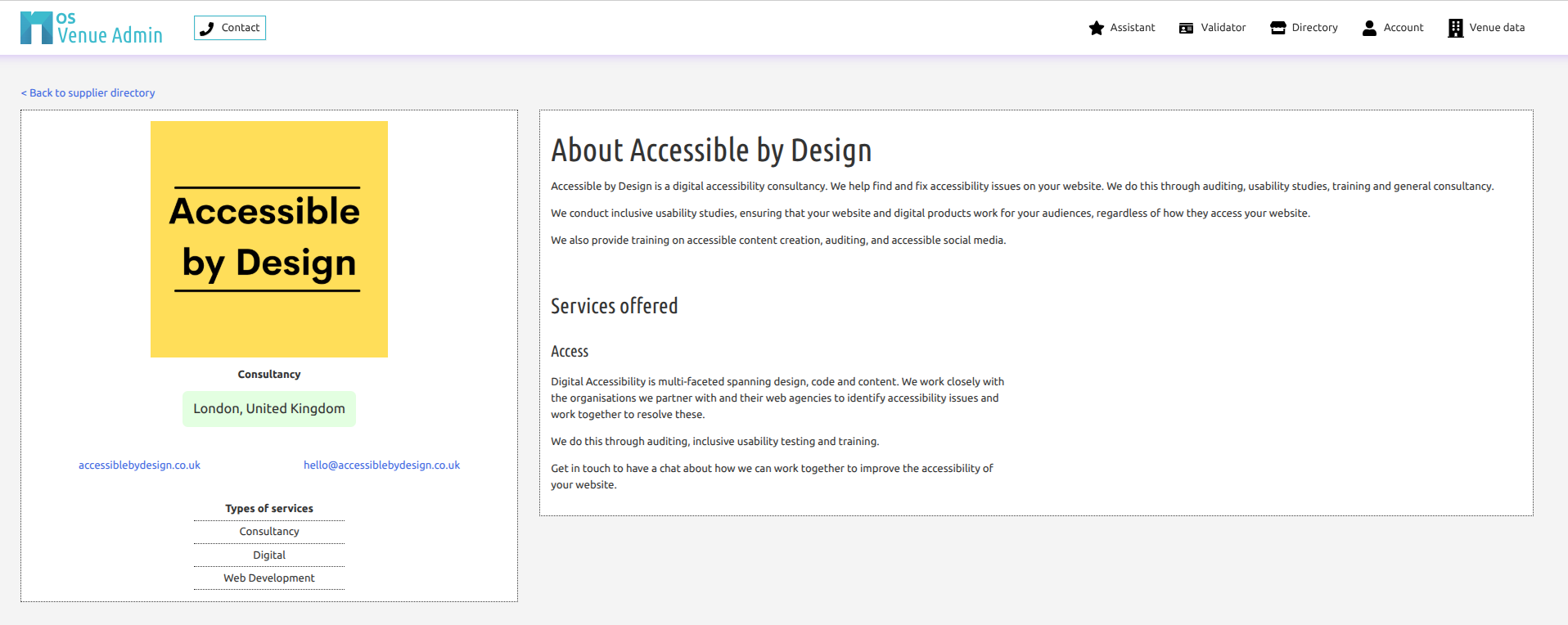 Accessible by Design Supplier Directory